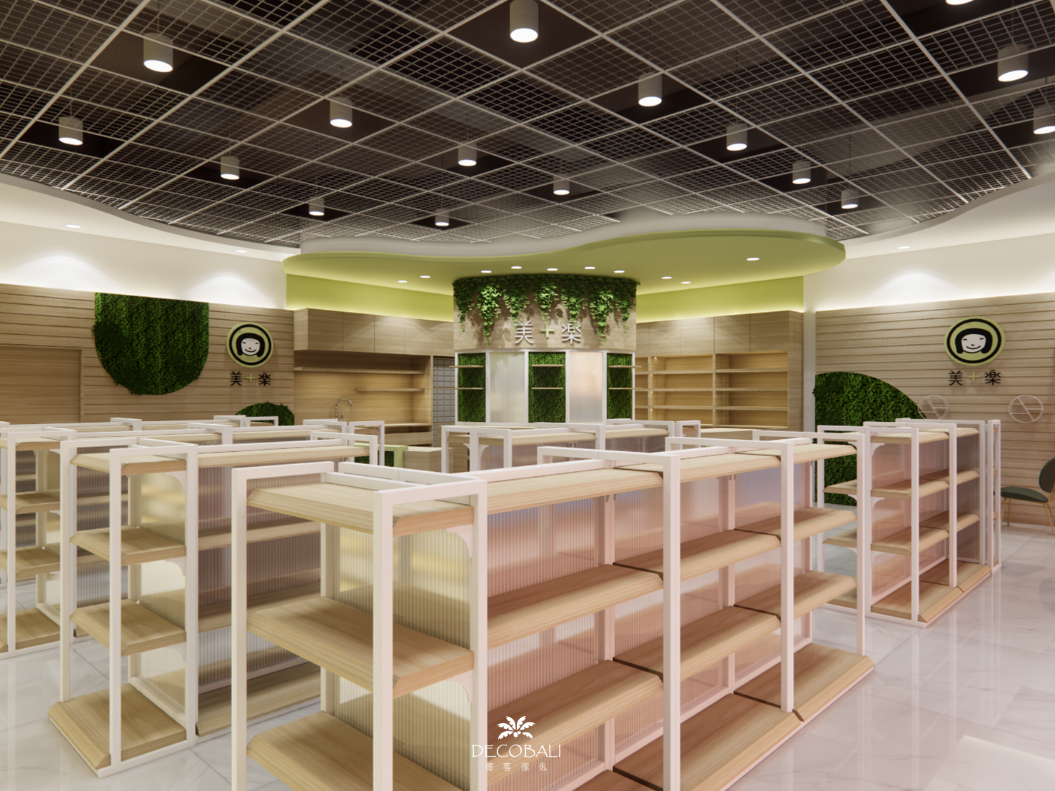 美十樂藥妝店設計 - 美十樂藥妝店設計:明亮度提升與曲線打造舒適氛圍 - 台中室內設計公司, 室內設計案例 藥妝店商業空間的3D設計圖